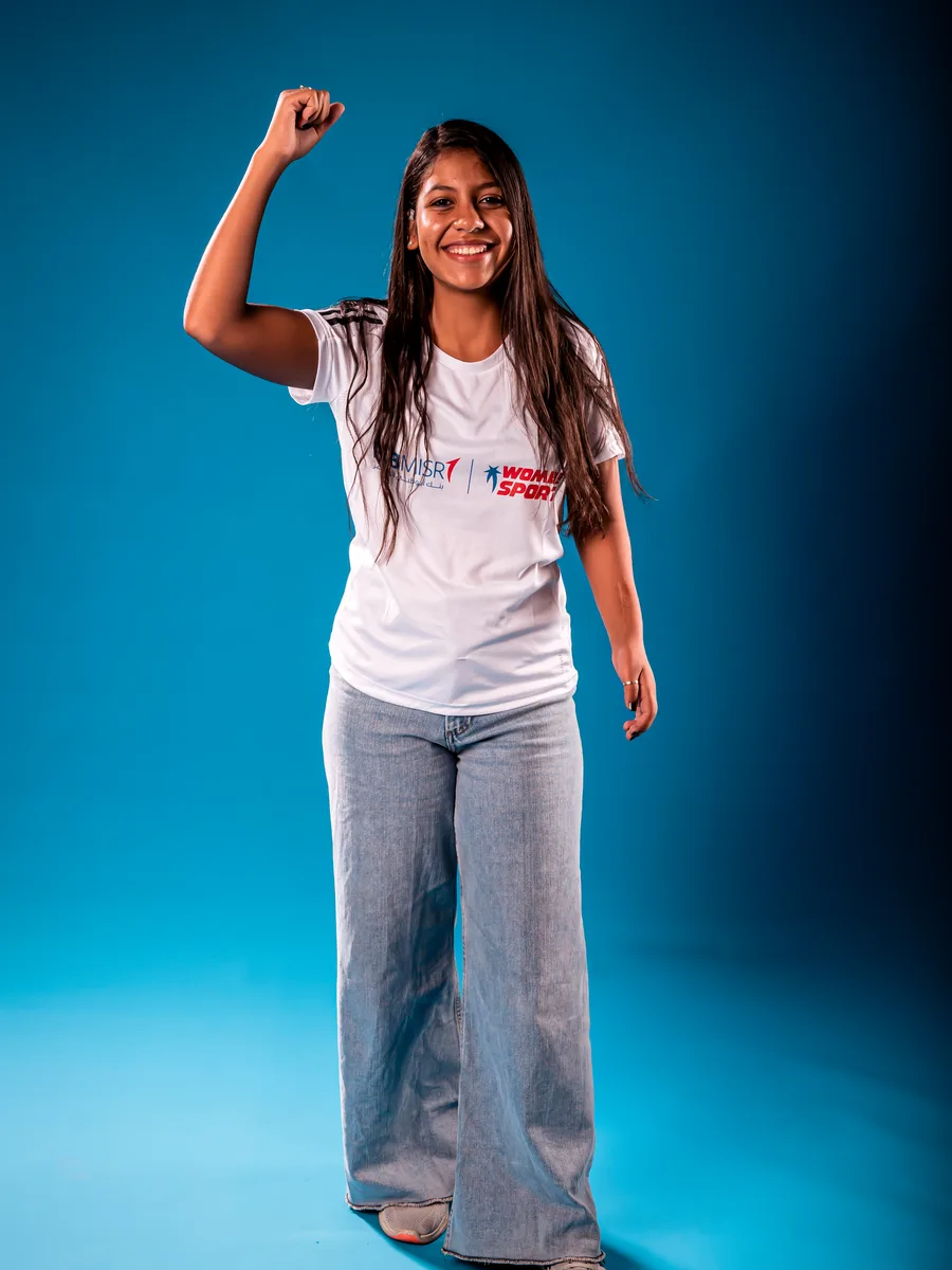 Programme athlete Sama Ayman celebrating