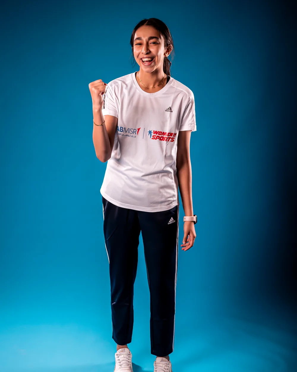 Programme athlete Jana Khattab celebrating
